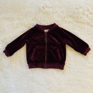 Gymboree Baby Girl’s Velour Zip-Up Cardigan size 3-6 months Dark Plum